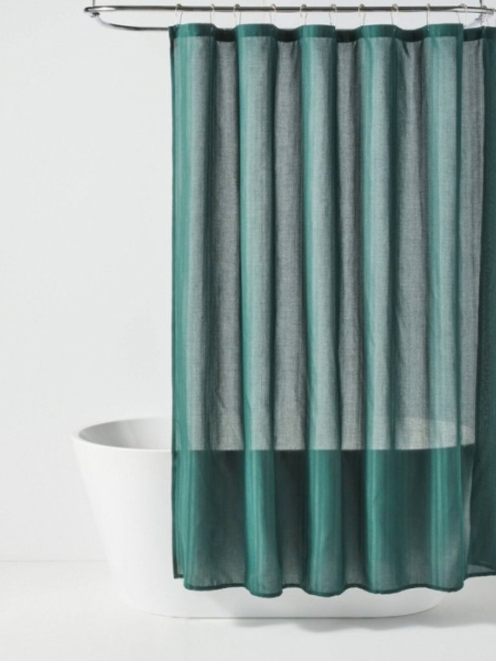 Room Essentials Extra Long Shower Curtain 72x84 Dark Green Herringbone Fabric